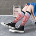 thumbnail image 3 of Lsque Pastel Pink Beach Cafe Printed Crew Socks Men's Women's LightWeight Thin Casual Calf Socks ,Knee High Socks,Cotton Socks, 3 of 9