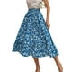 thumbnail image 3 of VISgogo Falda larga para mujer, cintura elástica, estampado floral, volantes, dobladillo grande, línea A, faldas casuales, S/M/L/XL VISgogo  moda, 3 of 7
