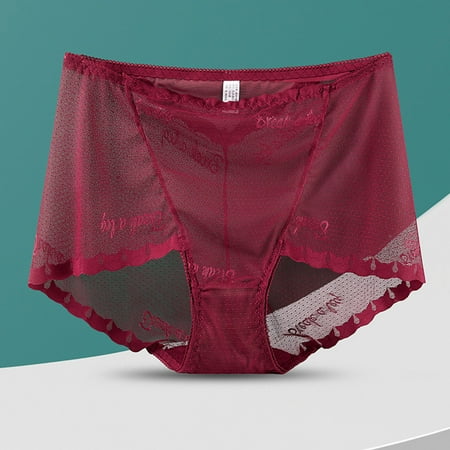Price Drop Alert: Panty for Women Pack  Pack de Bragas para Mujer  Women Solid Color Underwear High Waisted Lace Tight And Breathable Underwear Panties SOPATENOR Wine L