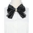thumbnail image 4 of INSPIRE CHIC Elegant Womens Brooch Clip Bow Mesh Polka Dot Bow Tie with Beads for Special Occasions Black, 4 of 5