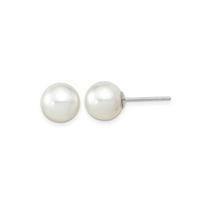 9-10mm White Saltwater South Sea Pearl Solitaire Earrings in 14K White Gold for Women