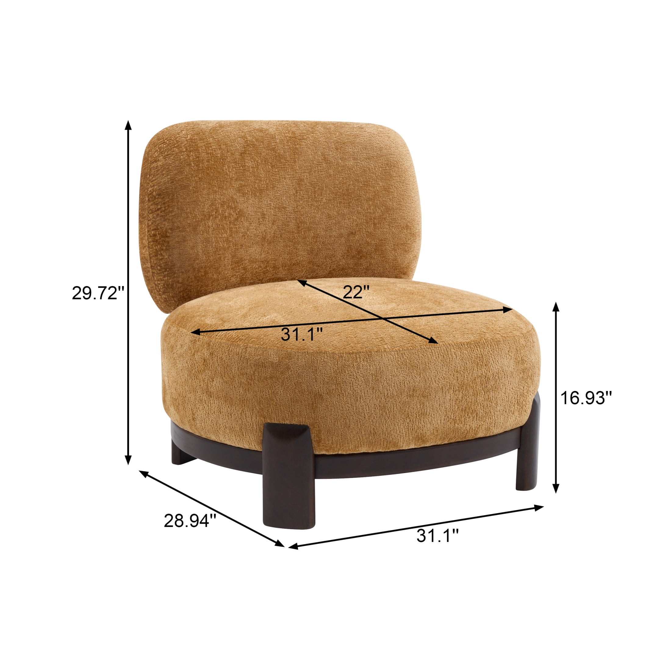 Christopher Knight Home Modern Upholstered Armless Accent Chair with Wood Legs, Wide Seat, Pumpkin Yellow, Set of 2