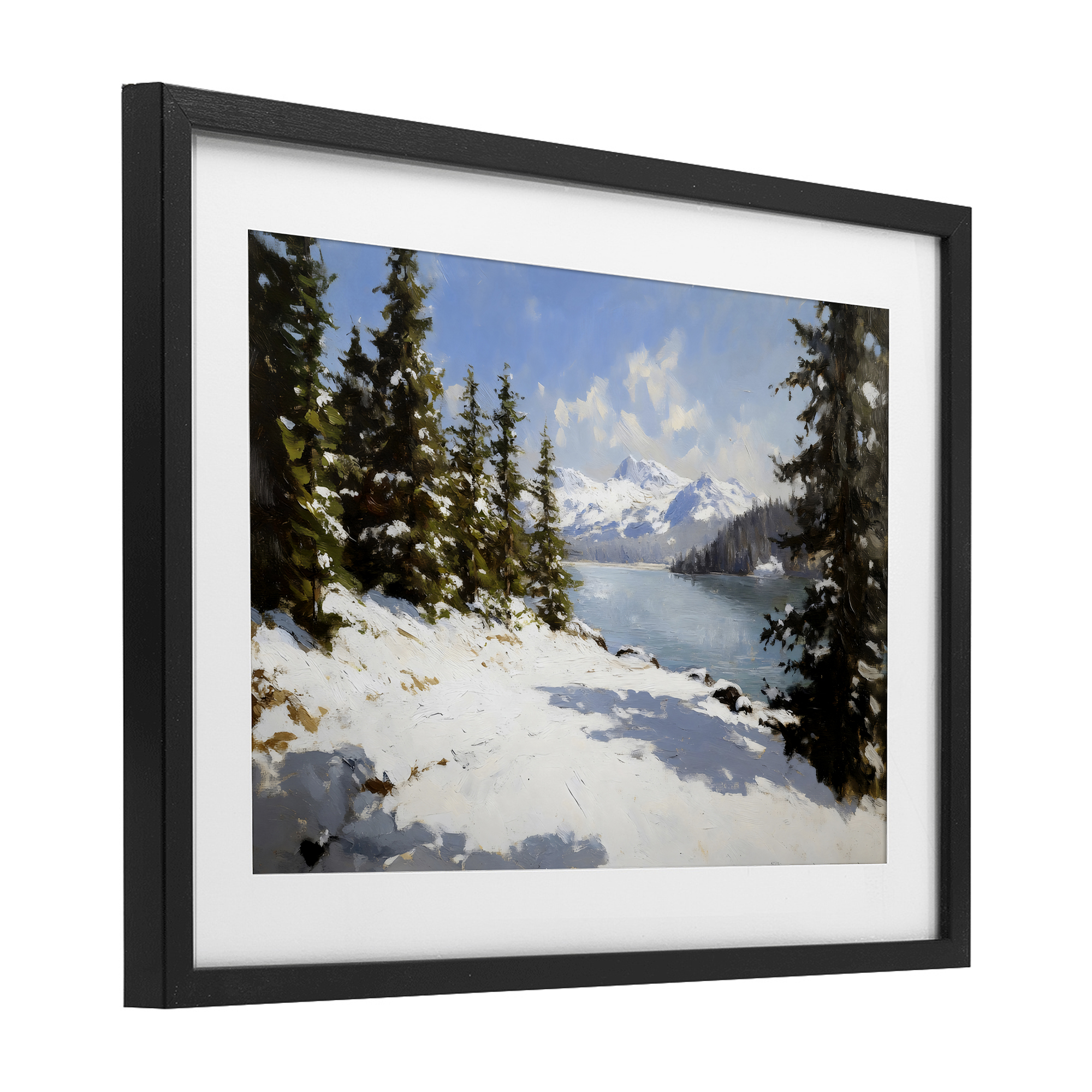Way Up North Landscape Black Framed Print Under Glass, design by Petal Prints Design