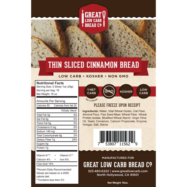 Great Low Carb Thin Sliced Cinnamon Bread