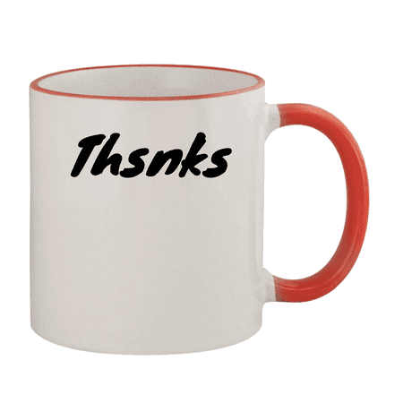 

Thsnks - 11oz Ceramic Colored Rim & Handle Coffee Mug Red