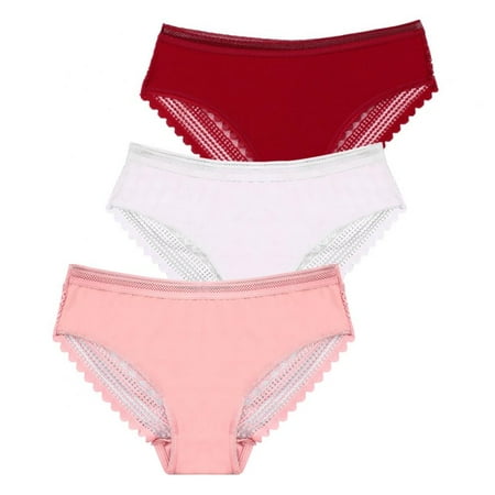 

3Pcs Womens Lace Panties Stretch Underwear Soft Underpants Breathable Brief