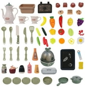 Large Kitchen Toy Set for Kids with Realistic Lights and Cooking Sounds Steam Play Sink Menu Board and Accessory Play Set