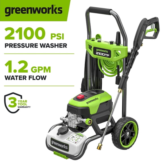 Greenworks 2100 PSI Pressure Washer, 1.2 GPM Max, AC Power, 4 Nozzles Included