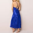 thumbnail image 3 of Women's Satin Chemise Nightgown Lace Trim Silk Slip Lingerie Dress V Neck Sleeveless Nightdress Blue L, 3 of 4