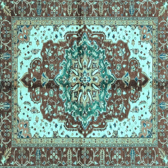 Ahgly Company Indoor Square Persian Light Blue Traditional Area Rugs, 5' Square