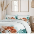 thumbnail image 6 of Tropical Duvet Cover Sets, Exotic Orchids Blossom Leaves on Blurred Background Floral Themed Modern Art, Bedding Set 2 Duvet Covers & 4 Pillowcases, 2 Pack Queen Size, Orange and Teal, by Ambesonne, 6 of 7