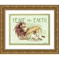 thumbnail image 1 of Phillips, Anita 24x19 Gold Ornate Wood Framed with Double Matting Museum Art Print Titled - Lion and Lamb Cartoon, 1 of 4