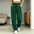thumbnail image 2 of HomeDM Women's Jogger Sweatpants with Pockets Baggy Lounge Sweat Pants Army Green Casual Drawstring High Waisted Size L, 2 of 8
