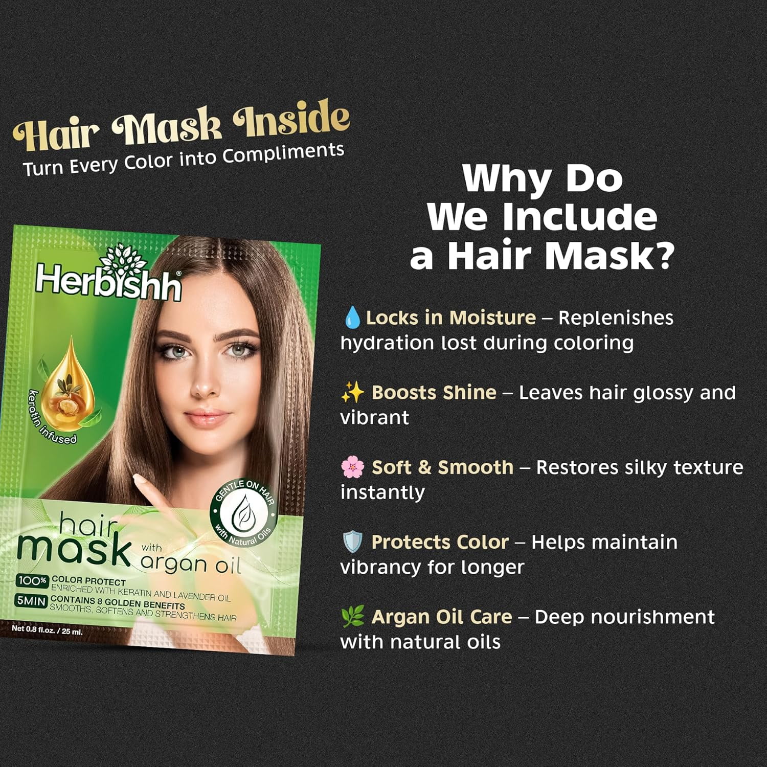 Herbishh Dark Brown Hair Color Shampoo for Gray Hair, Hair Dye Shampoo 3 in 1, 100% Gray Coverage,  Easy Application Shampoo Para Canas, Permanent Hair Color for Men & Women, Ammonia-free, 500 ml