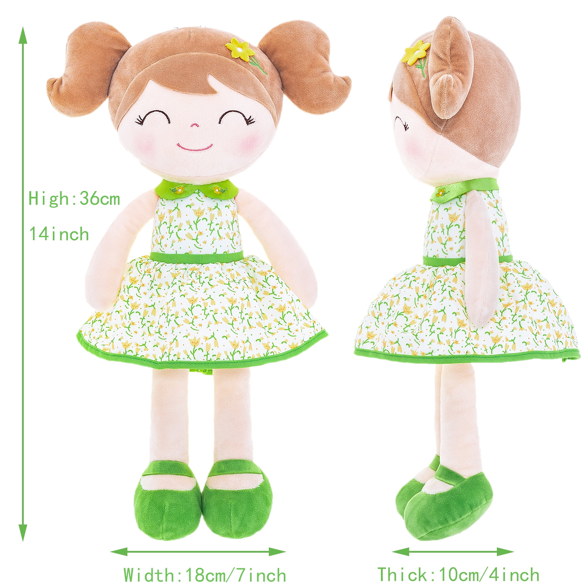 Gloveleya Baby Girl Gifts Plush Dolls Type Soft Girls Toy Green Flower Fairy Dress 16 inches