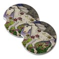 thumbnail image 1 of KuzmarK Sandstone Car Drink Coaster (set of 2) - Pegasus Filly with Wildflowers Fantasy Horse Art by Denise Every, 1 of 1