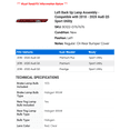 thumbnail image 2 of Left Back Up Lamp Assembly - Compatible with 2018 - 2020 Audi Q5 Sport Utility 2019, 2 of 2