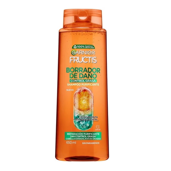 Shampoo Garnier Fructis borrador de daño control grasa 650 ml