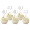 thumbnail image 1 of Cupcake Toppers Sotpot para fiesta de 40 cumpleaños, 30 unidades, color plateado, 1 of 6