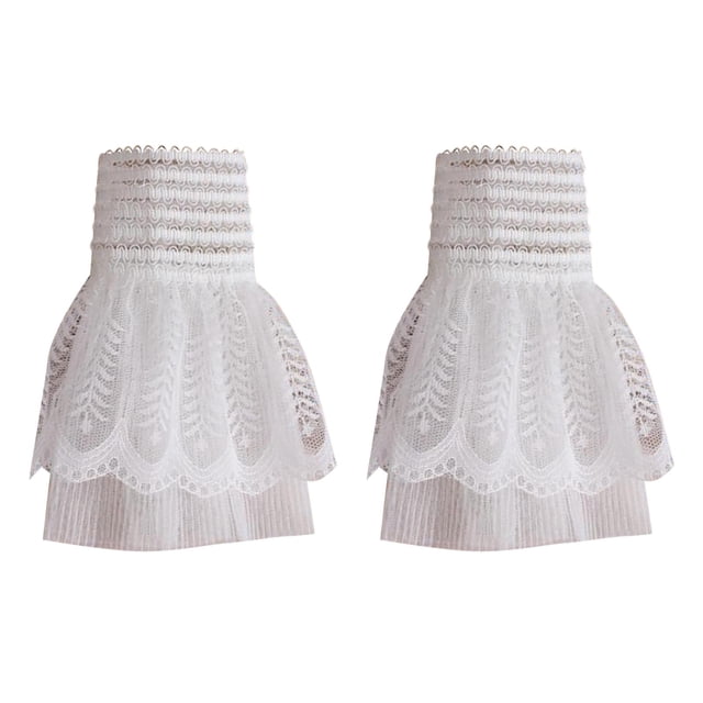 TISHITA Gothic Retro Detachable Sleeve Fake Cuffs Multi Layer Ruffles Lace Patchwork Lolita Princess Sweater Decorative Wristband White