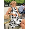 thumbnail image 4 of Women's Mini Halter Short Dresses Line Polka Dot Petite Sundress Dress for Summer White S, 4 of 10