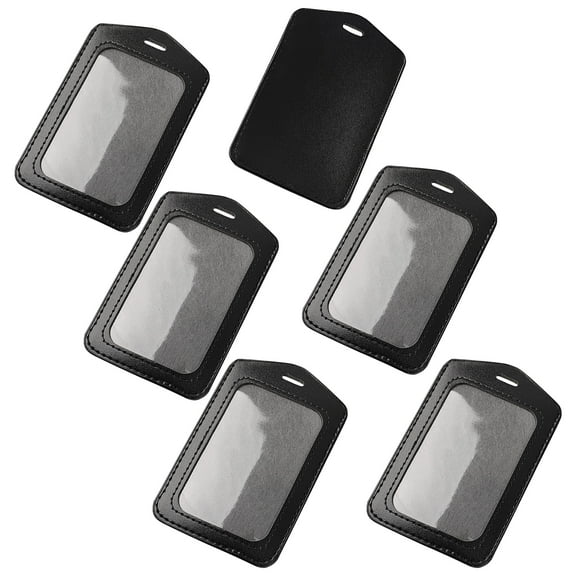 Unique Bargains Black Business Vertical ID Badge Card Holders Office 6 Pcs