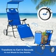 thumbnail image 5 of ABORON Folding Beach Chair for Adults, Set of 2 Beach Chair with Canopy Shade, Foldable Tanning Chair Beach Lounge Chair Integrated Wagon Cart Combo Large Wheels for Outdoor, Beach, Pool, Sunbathing, 5 of 10