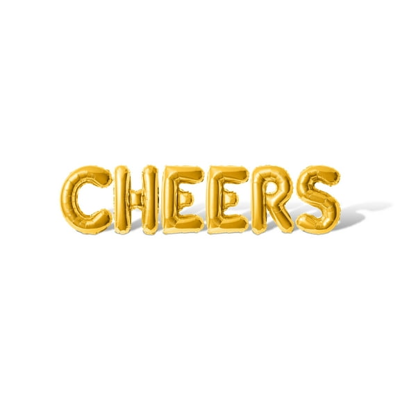 Letter Balloons - CHEERS 16" Inch Alphabet Letters Foil Mylar Balloon Bachelorette or Bridal Shower Party Banner (Gold)