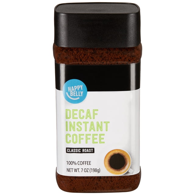 Amazon Brand - Happy Belly Classic Roast Decaf Instant Coffee, 7 ounce (Pack of 1)