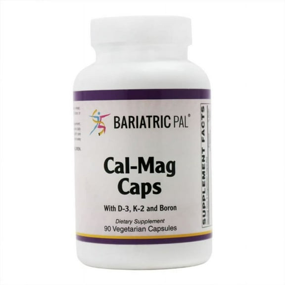 Calcium & Magnesium Vegetarian Capsules with D3, K2, and Boron by BariatricPal Size: 180 Count