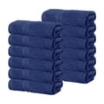 thumbnail image 2 of Superior Smart Dry 12-Piece Zero Twist Soft Cotton Face Towel Set, Quick Dry Fade Resistant, Navy Blue, 2 of 11
