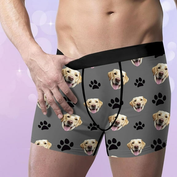 REORIAFEE Boxers Briefs for Men Graphic Breathable Boxer Briefs Mid-Rise Comfort Elastic Waistband Underwear Men Stretch Boxers Dark Gray XXL