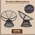 thumbnail image 3 of ELLEGNT Rattan Wicker Lounge Chair - Swivel Papasan with Extra‑Thick Cushion, Metal Frame for Yard or Balcony, Gray, 3 of 10