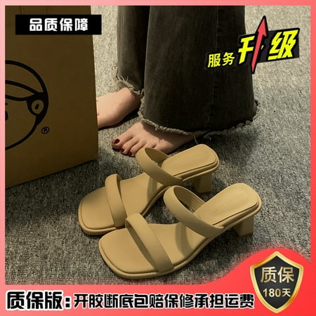 

Chunky Heel Sandals Women‘s Spring Summer New Outwear French Retro High Heels