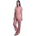 thumbnail image 2 of Moomaya Notch Collar Button Down Printed Cotton Pajama Set For Women Nightwear, 2 of 6