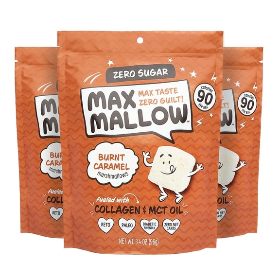 Know Brainer Burnt Caramel Marshmallows, Zero Sugar, Keto, 3 Pack (10.2oz)