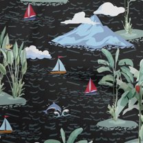 oneOone Polyester Spandex Black Fabric Tropical Beach Fabric For Sewing Printed Craft Fabric By The Yard 56 Inch Wide