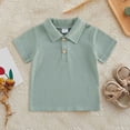 thumbnail image 2 of NIEWTR Toddler Boys Short Sleeve Polo Shirt School Uniform Solid Color Basic Button Front Soft Fabric Sizes 6T 7T 8T 9T 10T 11T 12T(A-Green,3-4 Years ), 2 of 6
