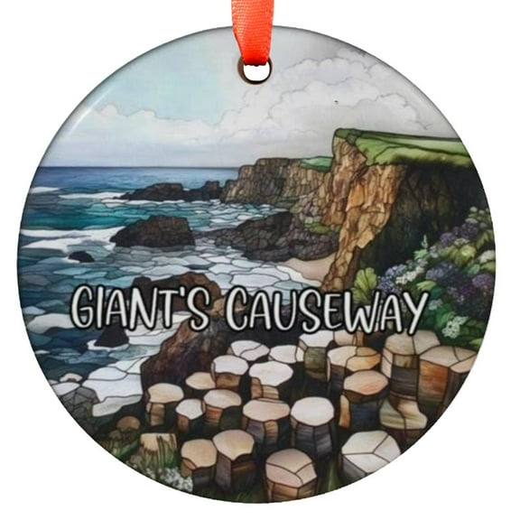 Custom Giant's Causeway Northern Ireland Ornament |Faux |Unique Souvenir |Vacation Travel Gift| Holiday |Christmas, Holiday Keepsake, Xmas Tree Hanging Decoration, Seasonal Gift Id
