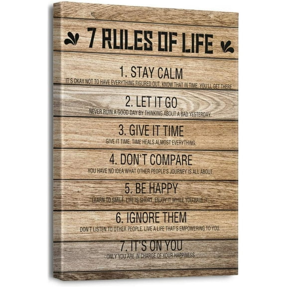 Inspirational Quotes Wall Art for Office 7 Rules of Life Motivational Poster Canvas Prints Framed Positive Affirmations Wall Decor ​Modern Home Artwork 12" x 16"