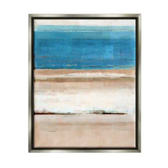 Stupell Industries Abstract Beach Landscape Abstract Painting Gray Floater Framed Canvas Art Print Wall Art, 25 x 31