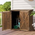 thumbnail image 2 of Gymax Storage Cabinet with Double Doors Solid Fir Wood Tool Shed Garden Organizer, 2 of 10