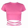 thumbnail image 4 of Ulitacool Women T Shirts Short Sleeve Solid Color Round Neck Tops Elegant Clothes 2Xl Hot Pink, 4 of 4
