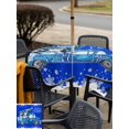 thumbnail image 4 of Outdoor Tablecloth with Umbrella Hole and Zipper, Blue Christmas Truck Square Table Cloth 60x60 Inch Waterproof Tablecloth, Xmas Tree Snowman Snowflake Picnic Table Cover for Patio Camping, 4 of 7