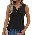 thumbnail image 2 of Rvasteizo Tank Tops for Women Solid Round Neck Button Front Sleeveless Light Summer Ladies Daily Basic Casual Camisole Blouse, 2 of 5