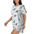 thumbnail image 2 of Fuzoiu cute winter Gnome Print Women's Short-Sleeved Pajama Set,Lounge Sleepwear Set,Womens Pajama Sets 2 Piece,Button-Up Top and Shorts with Pockets-Large, 2 of 7