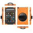 thumbnail image 4 of Dteck Case For Amazon Kindle Fire HD10 2017/2018/2019 Released, Shockproof Armor Heavy Duty Protective Cover Kickstand Palmstrap Rubber Hard Case (without Screen Protector)10.1 inches,Orange, 4 of 6