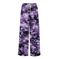 thumbnail image 3 of LWavelet Soft Fabric Bow Polka Dot Wide Leg Pants Women Daily Casual Wear Purple XXL, 3 of 6