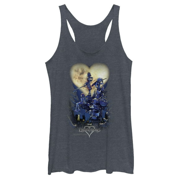Women's Kingdom Hearts 1 Box Art  Racerback Tank Top Navy Blue Heather X Small