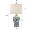 thumbnail image 4 of Maxax 25" Ceramic Table Lamps，Traditional Bedside Lamp with Fabric Shade，Blue and White Nightstand Lamp for Living Room Bedroom, 4 of 7